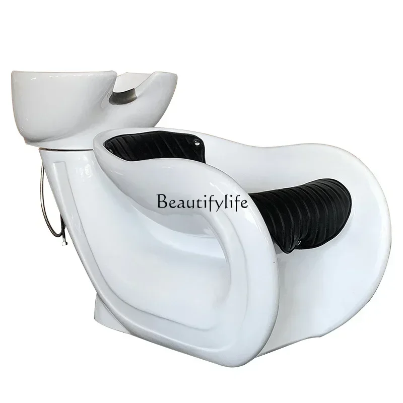 

lx29Shampoo Chair Lying Half Ceramic Basin Hairdressing Simple Punch Bed