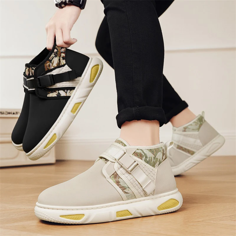 

Мужская двухцветная зимняя флисовая теплая удобная нескользящая уличная обувь на толстой подошве с плоской подошвой, высококачественная прочная повседневная обувь