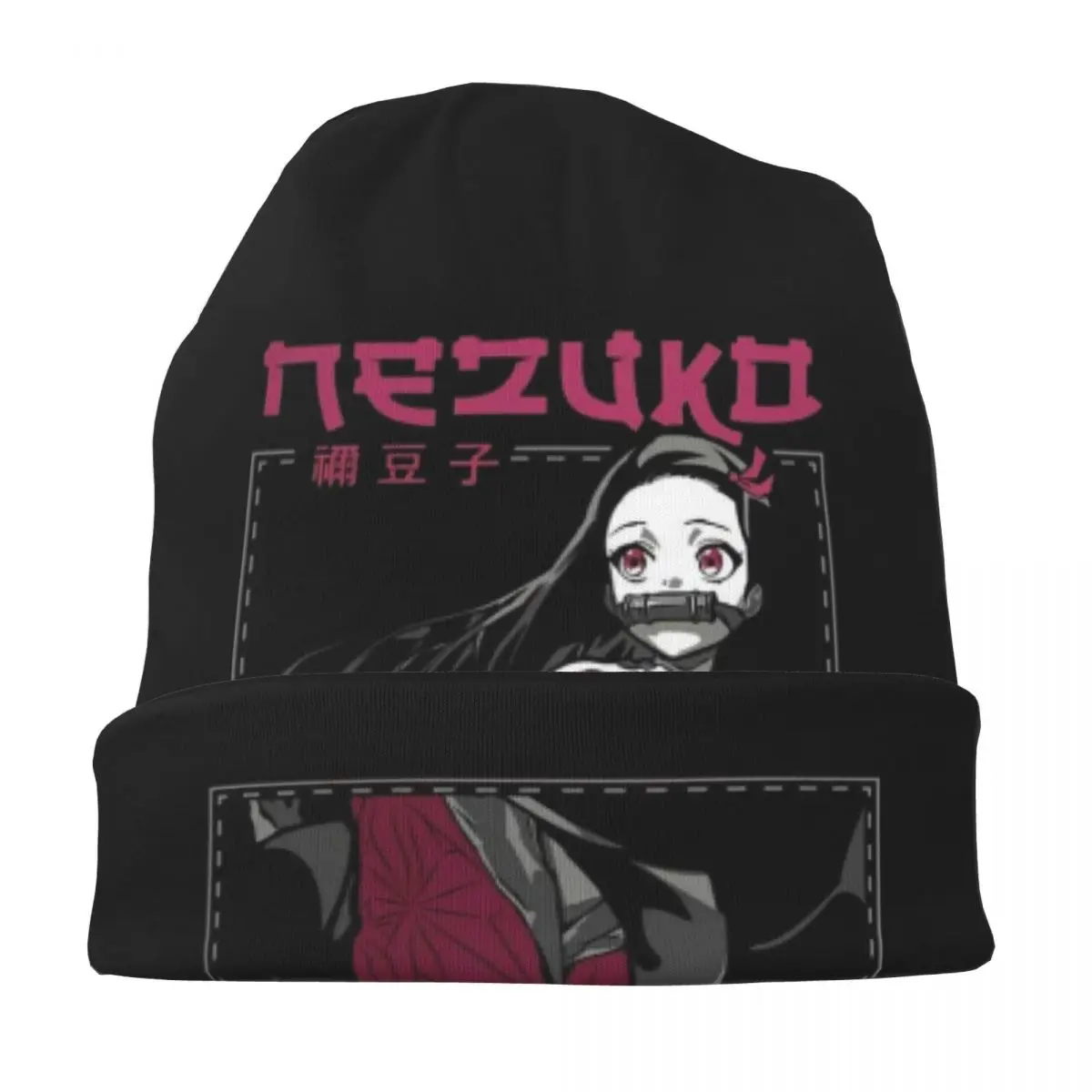Nezuko كيمونو شيطان القاتل كيميتسو نو يابا أنيمي الدافئة محبوك بونيه قبعة الخريف الشتاء في الهواء الطلق قبعة حريمي للرجال النساء الكبار