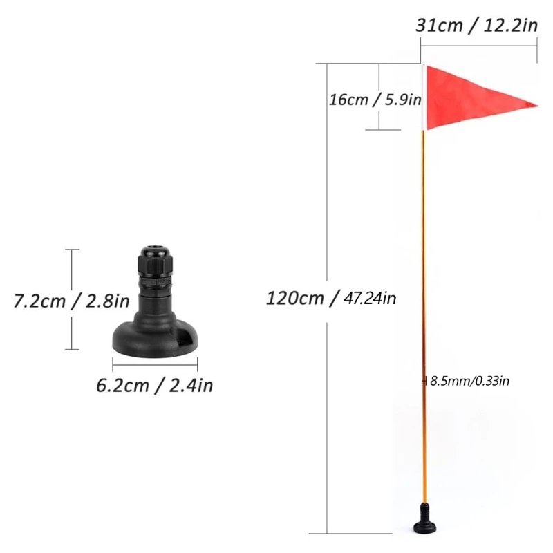 Banderas kayak, astas bandera aleación aluminio, banderas seguridad para kayak con kits base duraderos