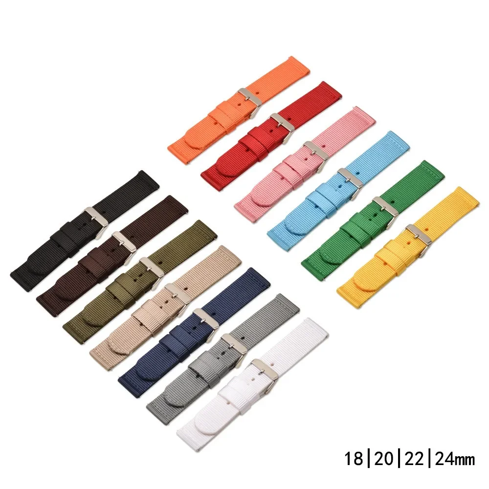 18mm 20mm 22mm 24mm Nylon Canvas Strap for Samsung Galaxy Watch 6 5 4 42mm 46mm Active 2 Quick Release Watch Bracelet Band