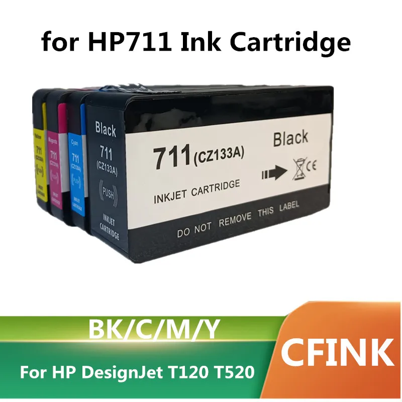 ตลับหมึก711XL 711พร้อมหมึกที่เข้ากันได้กับ HP Designjet T120เครื่องพิมพ์ T520