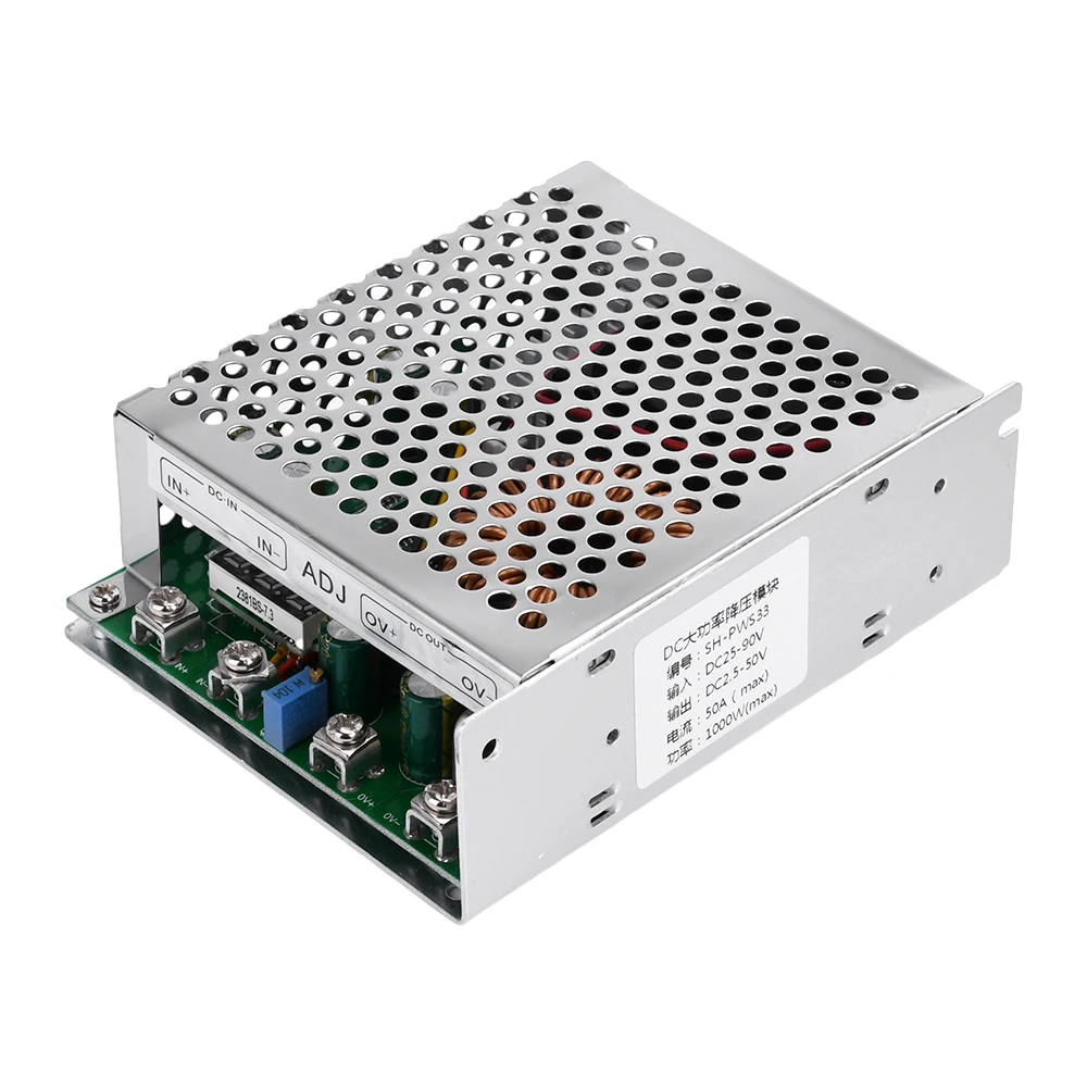 DC-DC High Power 1000W Adjustable Step-down Power Supply Module With Fan 25-90V To 2.5V-50V Buck Converter 50A Constant Current