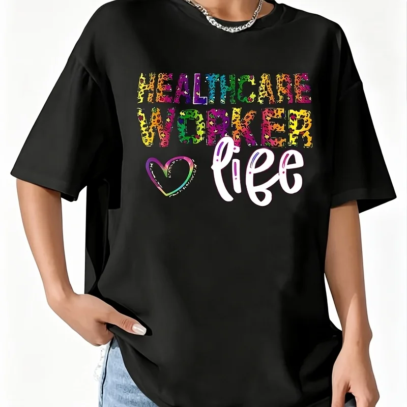Medical Personnel's Life 04 Women's 100% Cotton T-Shirt Short Sleeve Top Casual Round Neck Fun Print Tee S-5Xl