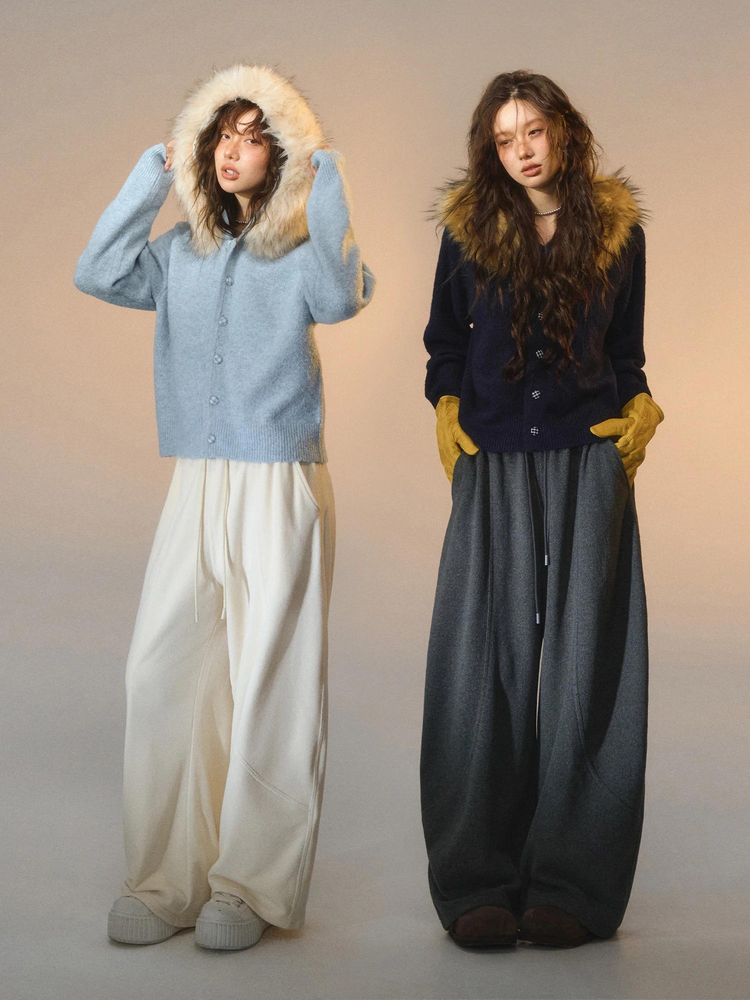 

Detachable Fur Collar Knitted Cardigan Hooded Open Sle Women's Regular Fit Long Sve Knitwear Simple Commute Sle