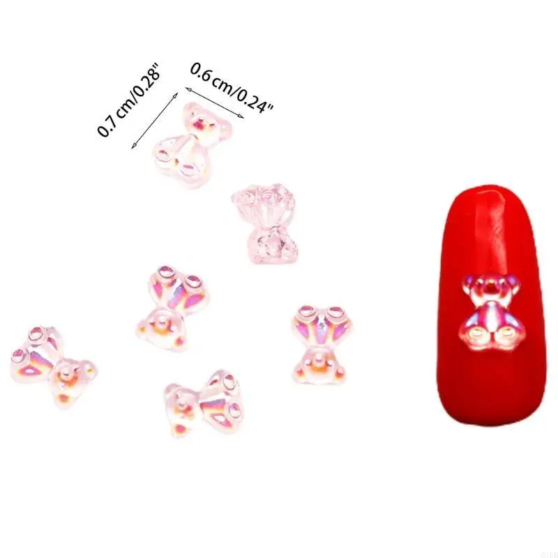 Q1FB 200pcs/set ab gummy bear beads beads crystal bear bear tharms for acrylic nails contlulful gummy bear art decoration