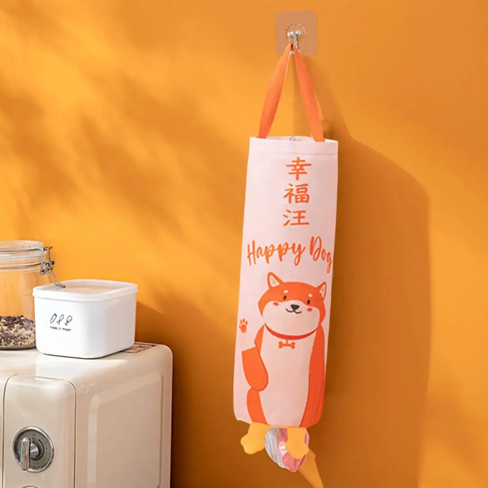 Garbage Bag Organizer Waste Bag Organizer with Lanyard Bottom Opening Smooth Extraction Space-Saving Cartoon Pattern Kitchen Sup