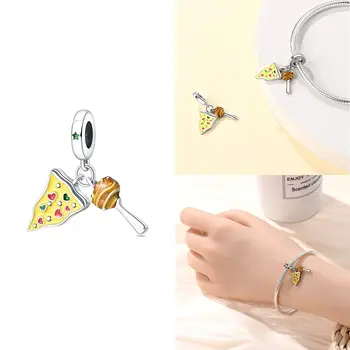 925純銀吊墜,造型包括薯條、披薩、葡萄酒瓶、軟糖和珠子,適合搭配手鍊、首飾,也可作為女士DIY項鍊禮物。 10 最佳銷售 歐洲珠子 - №7