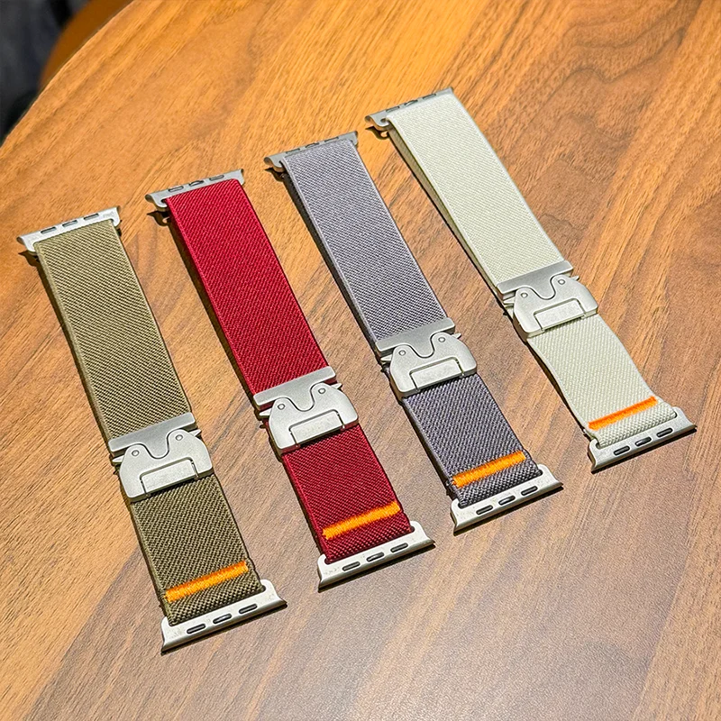 Нейлоновый ремешок для Apple Watch Band Ultra 2 49 мм 10 9 8 7 46 мм 45 мм 41 мм 44 мм 42 мм Плетеный эластичный браслет для IWatch Series 6 SE