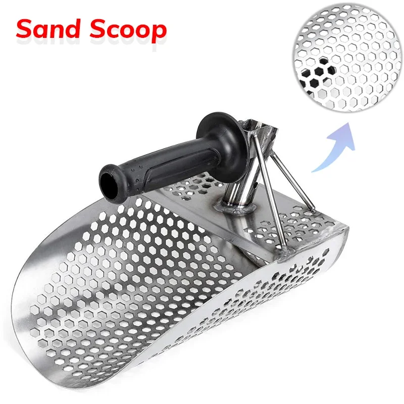 NEW Upgrade Sand Scoop Stainless Steel Digging Shovel Durable Hexahedron Holes Spade Small Beach Metal Detector Anti Corrosion