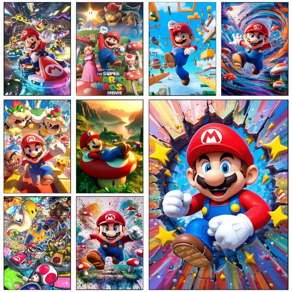 MINISO Super m-mario b-bros affiche amovible autocollant Mural auto-adhésif Art Mural maison bureau salon salle à manger décoration murale