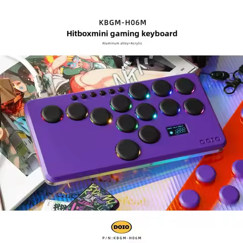 DOIO KBGM-H06M HITBOX aluminum alloy mini portable game keyboard joystick arcade fighting support switch PC PS4 PS5 steam RGB