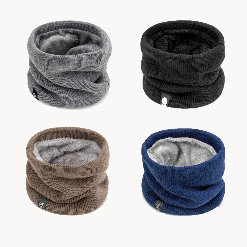 Fashion Women Knitted Scarf Solid Cashmer Like Winter Snood Scarves Lady Warm Wool Fur Thick Unisex Men Neck Scarfs Ring