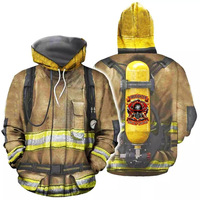 Firefighter Costume Hoodies Fireman Cosplay 3D Print Men Women New Hooded Sweatshirts Pullovers Y2k Harajuku Tops Male Clothing