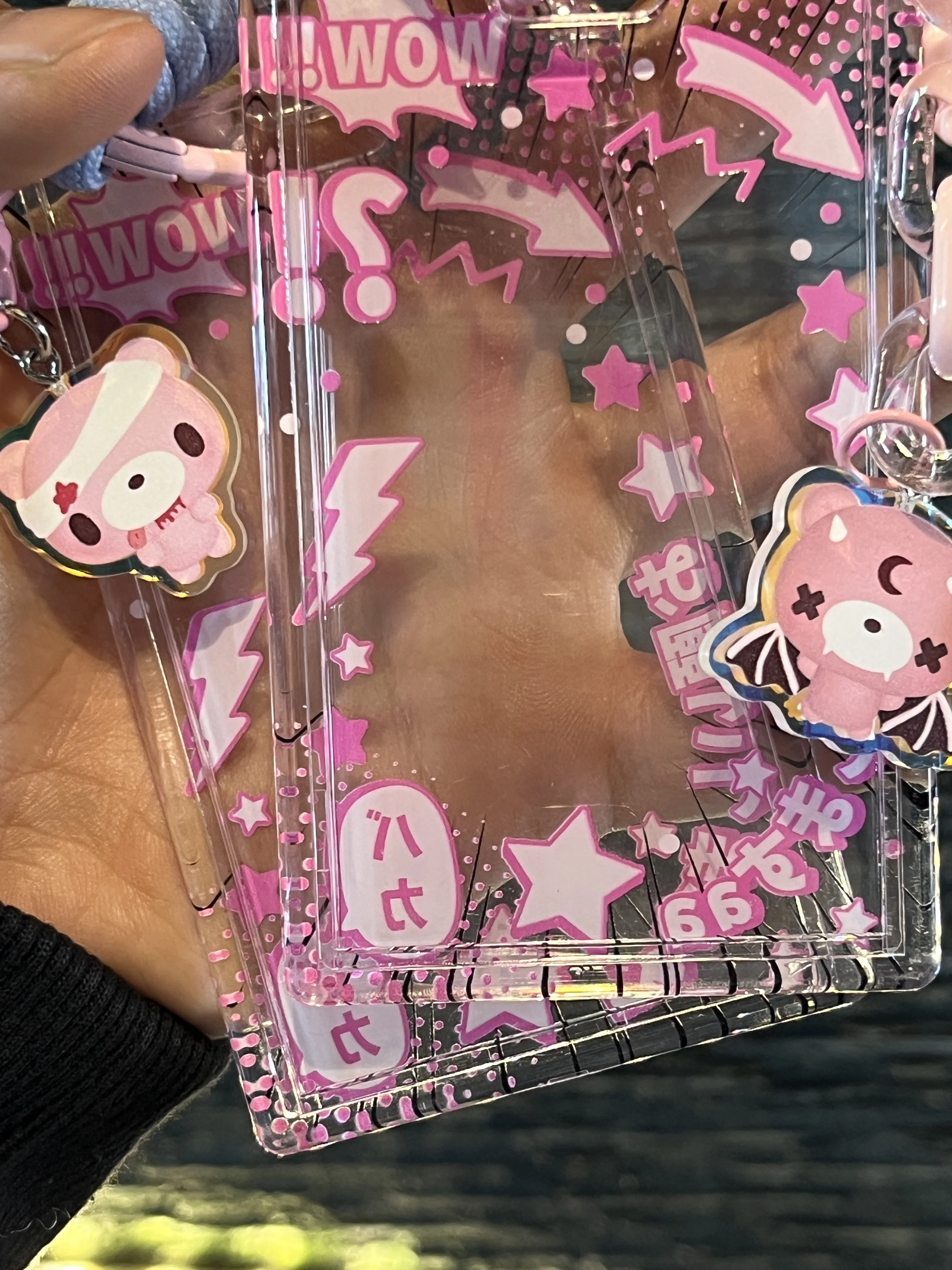 Kawaii Liquid Shaker Robot Bear Card Holder with Lanyard Neck Strap Clear Glitter ID Badge Case for Students Office Cute Gift