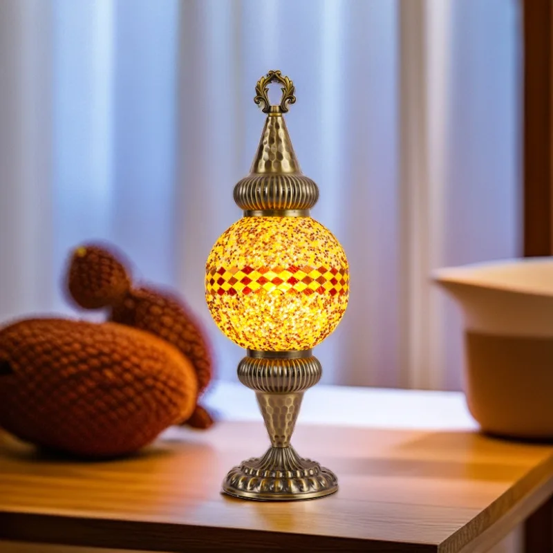 Classical Turkish Stained Glass Lampshade Romantic Mosaic Retro Table Lamp Bedroom Study Cafe Homestay Decoration Table Lamp