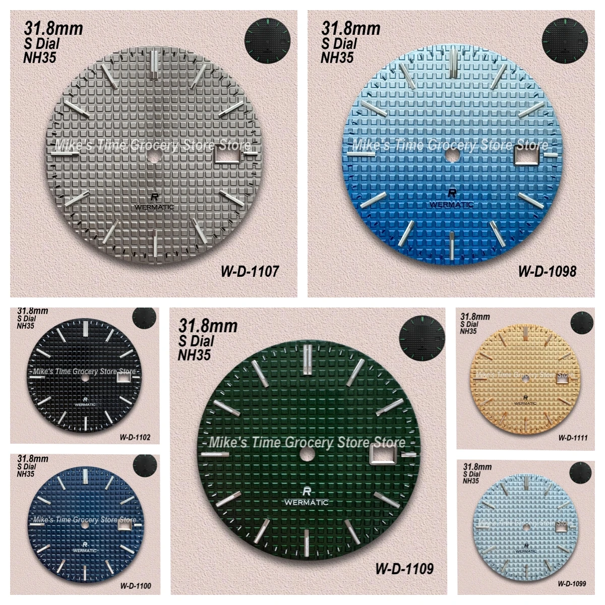 

31.8mm High Quality S Logo Dial Suitable For NH35 Japan Automatic Movement Green Luminous Oak Watch Modification Accessories