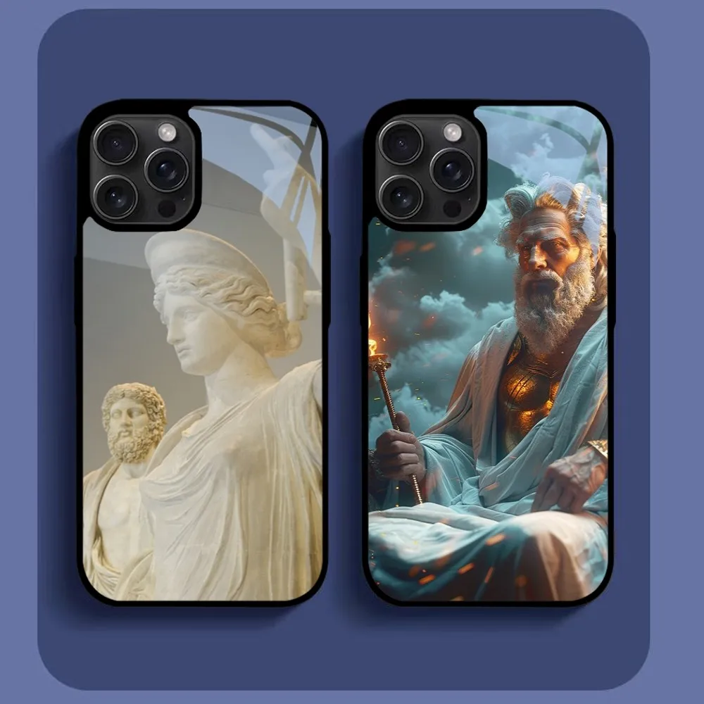 

Greek God Statue Face Zeus Phone Case For iPhone16 15 14 13 12 11 Pro Xs Max Mini XR X 7 8 Plus luxury Mirror Hard Funda