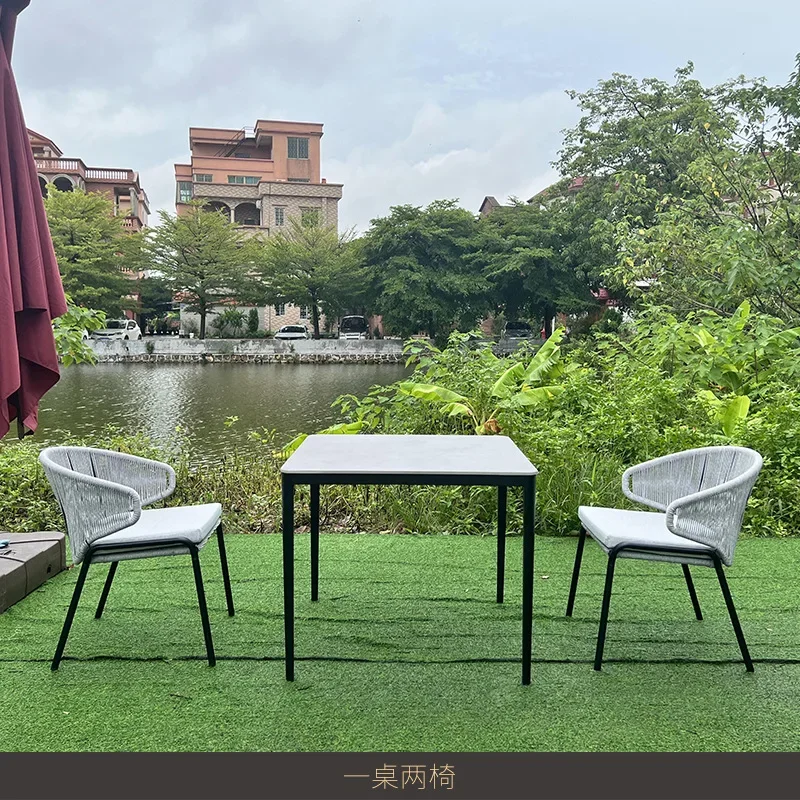 Outdoor balcony, table, chair, villa, courtyard, sun room, hotel garden, outdoor leisure rope rattan chair furniture