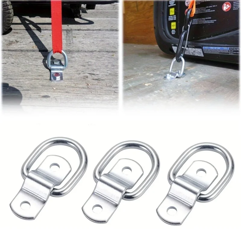 10pcs Durable D-Type Metal Ring For Car Trailer Truck Floor Fixing Rope Buckle Hooks Pull Ring Hook Automobiles Accessories
