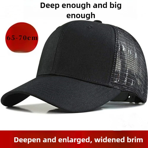 Gorra de béisbol de malla de gran tamaño de 65-70 cm, sombrero de circunferencia de cabeza grande, sombreros de sol transpirables de verano para hombres