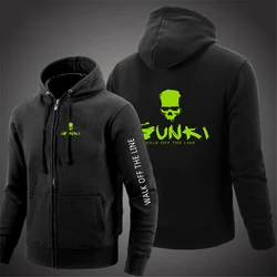Newest Gunki Men's Long Sleeve Printing Solid Color Zipper Hooded Jacket Casual Fashion Spring Autumn Sweatshirt Pullover Tops