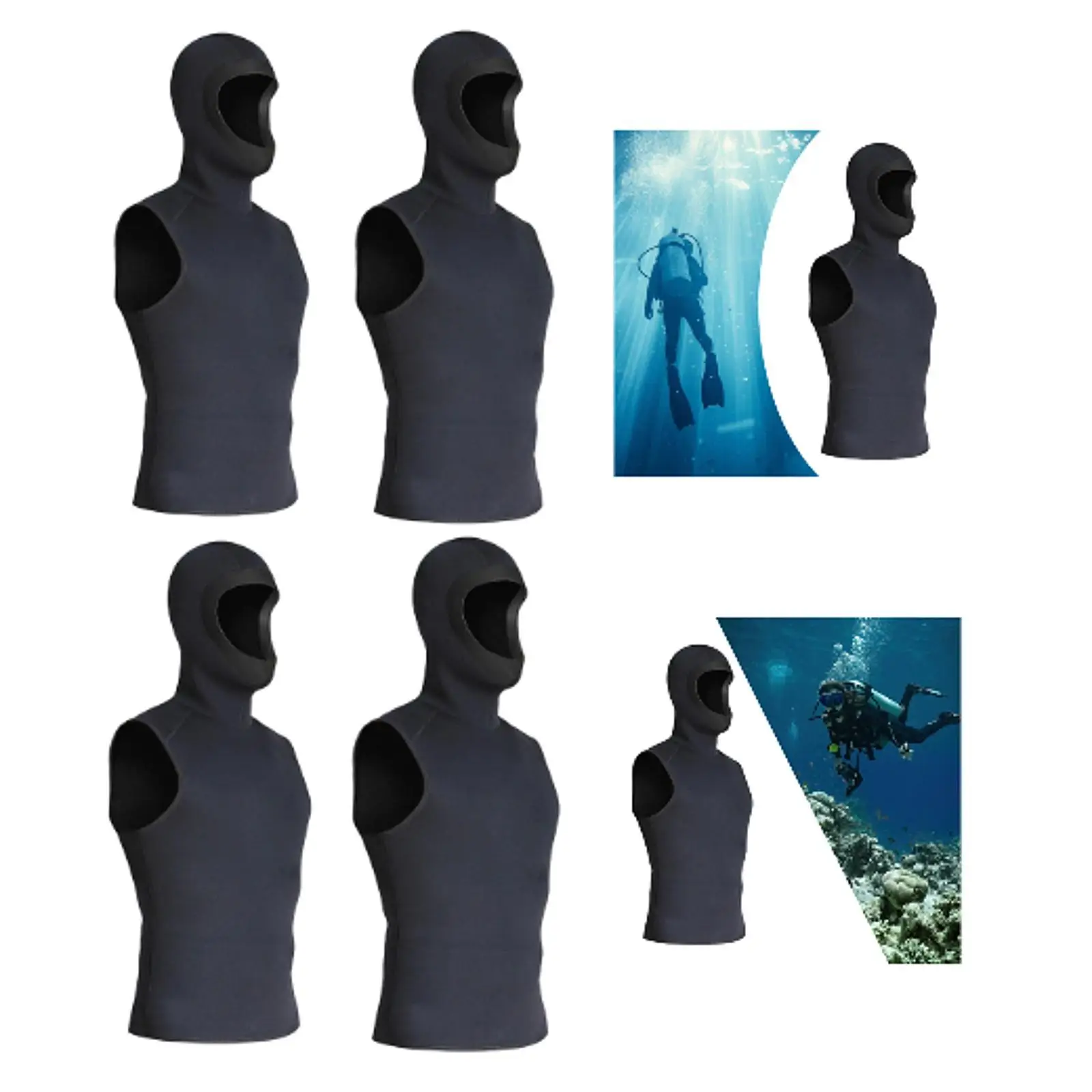 

3mm Neoprene Wetsuit Hooded Vest Wet Suit Vest for Snorkeling Water Sports