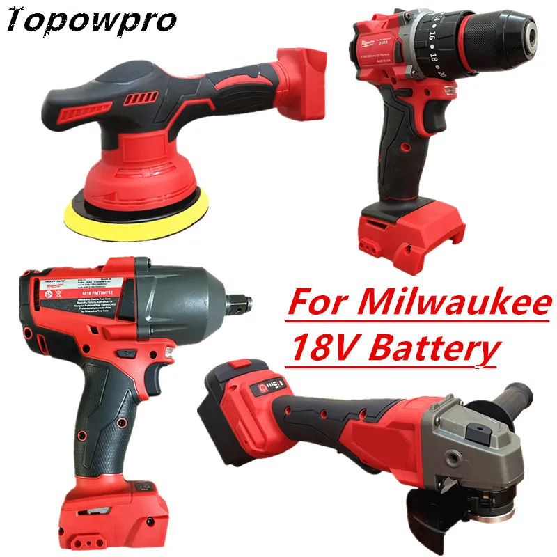 

Fit For Milwaukee 18V Battery Brushless Impact Hammer Drill Cordless 1300NM Wrench Electric Angle Grinder Car Polisher