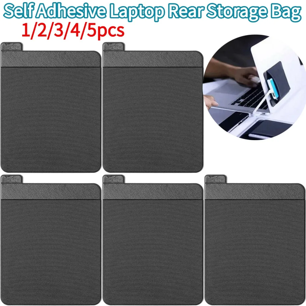 Adhesive Laptop Back Storage Bag Mouse Bag Large Stretch Fabric Tablet Storage Mouse Bag Mouse Digital Hard Drive Pen Organizer