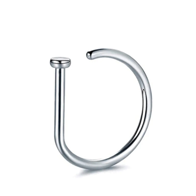 곡선 바벨 가짜 코 피어싱 D 모양의 Tragus 헬릭스 스터드 귀걸이 후프 Septum 링 스테인레스 스틸 콧 구멍 바디 쥬얼리