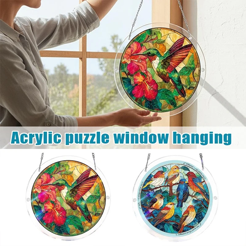 83 Pieces Jigsaw Puzzle Suncatcher Sun Catcher Acrylic Puzzle Stained Glass Window Hanging Suncatcher Diy Home Decor Adults Gift