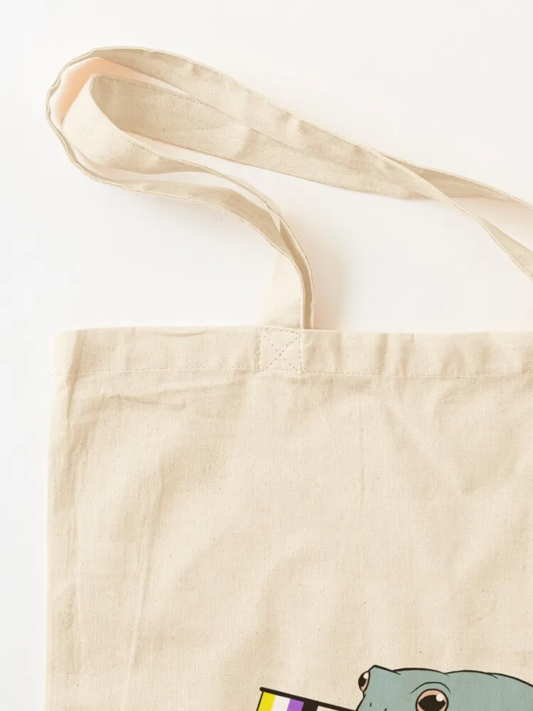 Nonbinary Pride Flag Frog Tote Bag Women's handbag large tote bag large size bags bags woman 2025