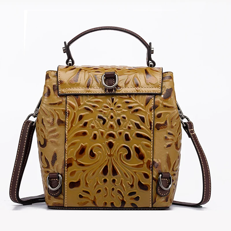 Women Rucksack Small Daypack Design Famous Shoulder Cross body Bags Multi-functional Female Knapsack Vintage Embossed Backpack