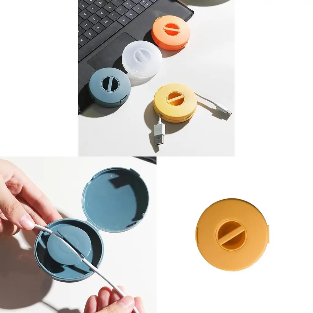  Portable Rotating Wire Storage Case Cord Management Box for Travel and Office