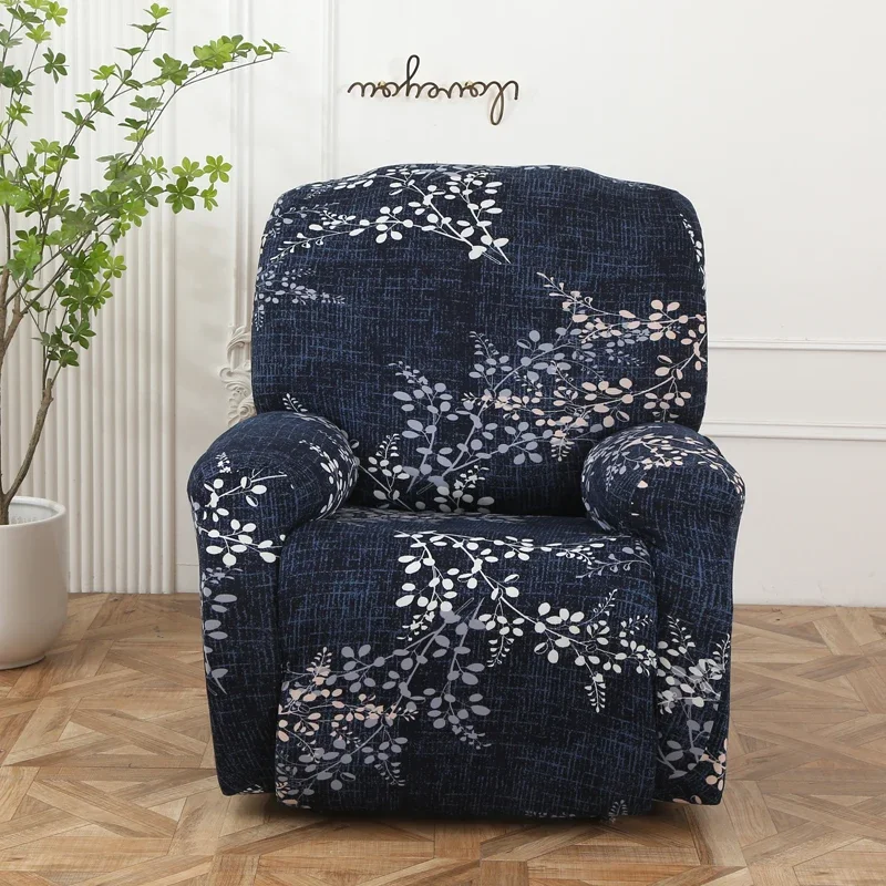 Printed Recliner Sofa Cover 4-Piece Lazy Boy Recliner Sofa Covers With Side Pockets Elastic Bottom Furniture Covers