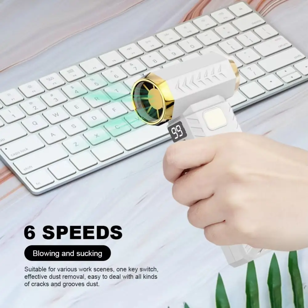 

100000RPM Mini Turbo Jet Fan 6-Gear Adjustable Blowing/Suction Powerful Air Blower Digital Display with LED Lighting