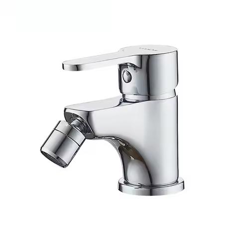 Hot &amp; Cold Faucet Brass Mixer Bidet Faucet Bathroom Single Hole Chrome Finished Deck Mounted Bidet Faucet