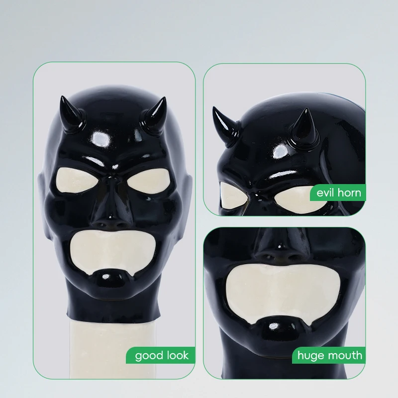 Furrjoi Silicone Evil Man Mask with Horns Demon Horned Man Furry Full Head Hood Cosplay Headgear Realistic Halloween Masken