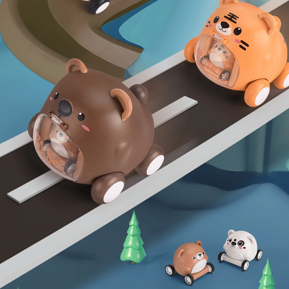 Traagheidsaangedreven mini-auto voor kinderen Schattig beerontwerp Educatief pull-back voertuig Leuke cartoon rit op speelgoed voor kinderen