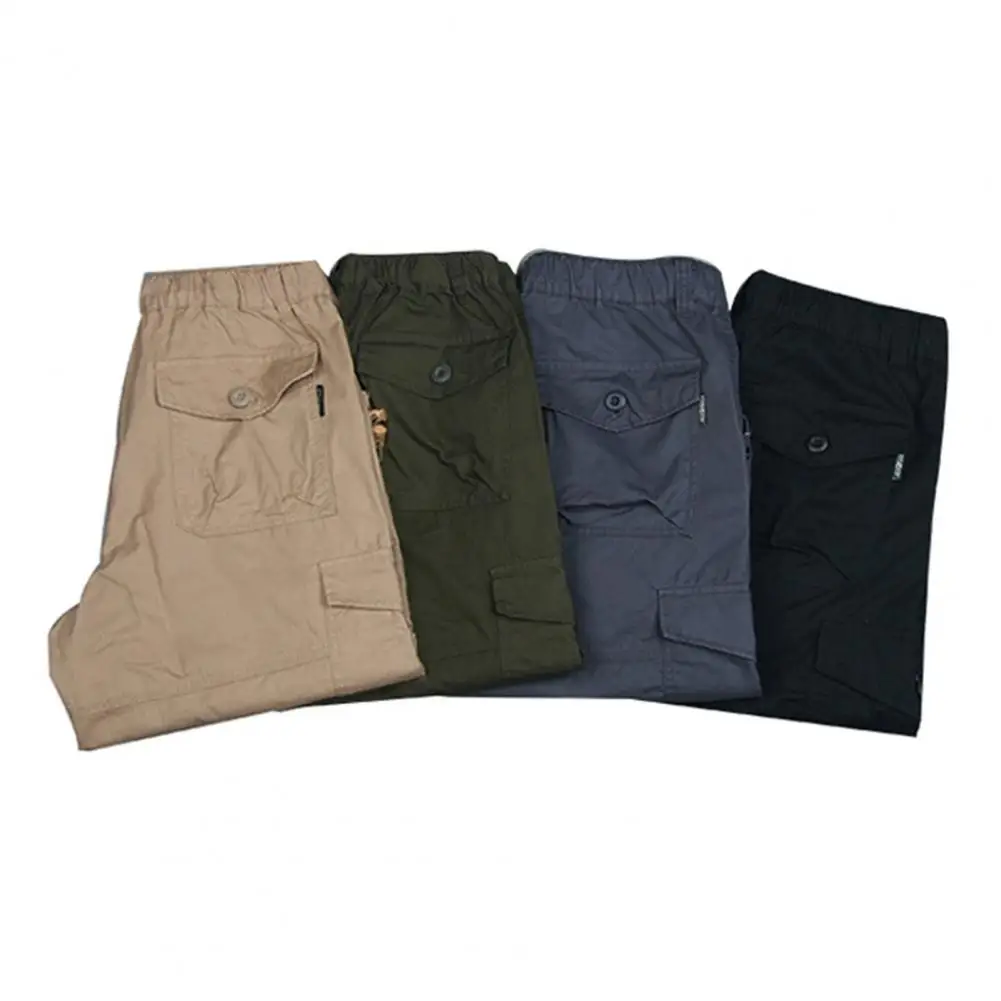 

Мужские брюки, легкие мужские брюки, мужские брюки-карго длиной до икр с завязками на талии, джоггеры с несколькими карманами, свободный крой для лета