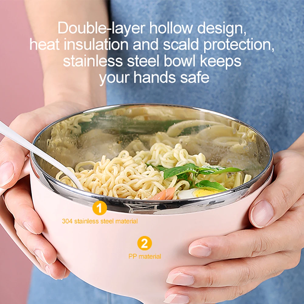 Instant Noodles Bowl Lid Water Outlet Bento Box 304 Stainless steel Portable Handle Lunch boxes Women Men Kid Lunch BOX