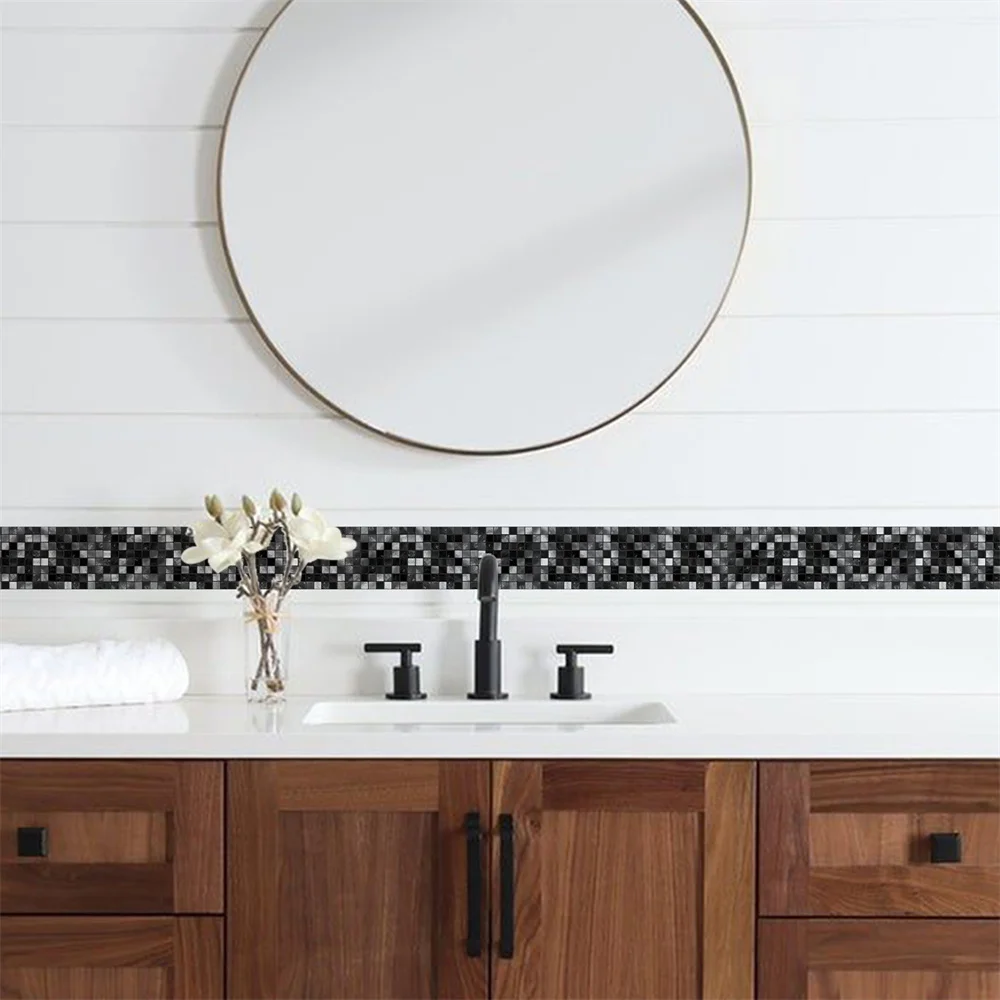 Mosaik Badezimmer Taille Linie Wandaufkleber Wasserdicht Peel & Stick Kunst Backsplash Küche Büro Sockel Linie Dekor Tapete – Detail 40