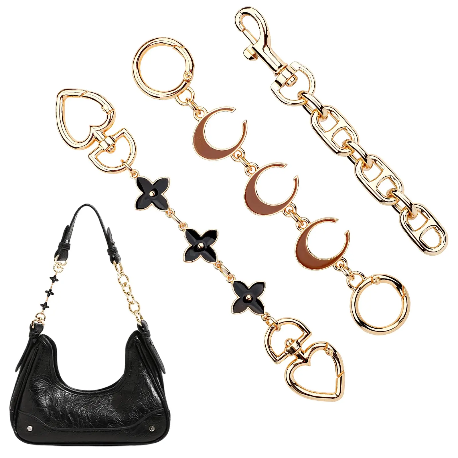 

3PCS Bag Purse Strap Extender Chain Gold Purse Strap Replacement Accessories Bag Charms for Shoulder Bag Purse Making