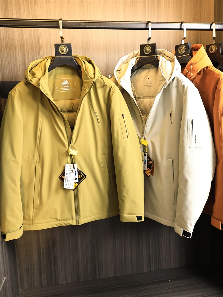 

Outdoor Men's down Jaet 90% Filling Polyester Fiber Windproof Warm Hooded Faion Urban Sle Regular Fit Outdoor Windbreaker