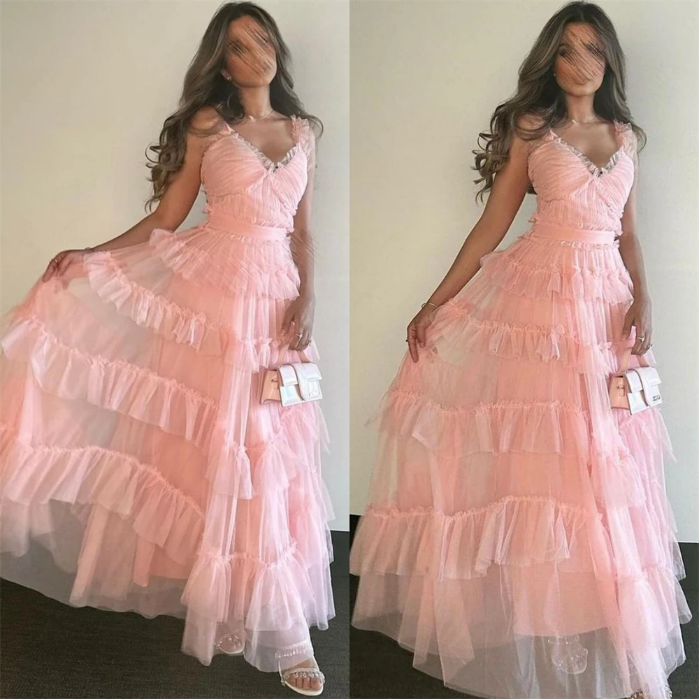 

Simple Spaghetti A-line Cocktail Flowers Fold Organza Occasion Evening Gown فساتين السهرة vestidos prom 2023