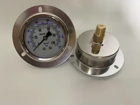 YN60ZT Front Flange 2.5" 60mm Brass Movements Pressure Gauge  Back Mount Manometer ,Shock - Proof Oil - Filled