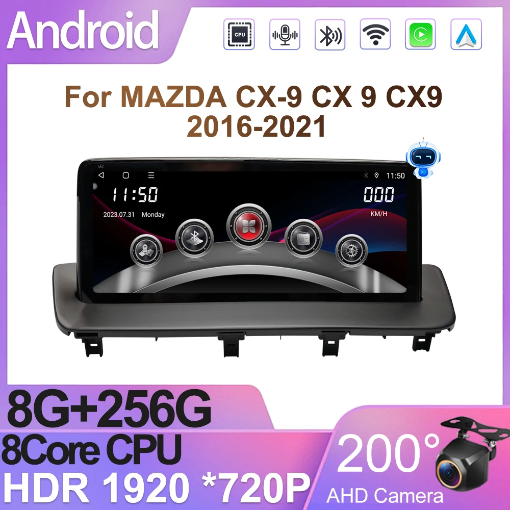 10.25 Inch For MAZDA CX-9 CX 9 CX9 2016-2021 Car Radio Multimedia Video Player Navigation GPS 4G Wireless Carplay Android Auto