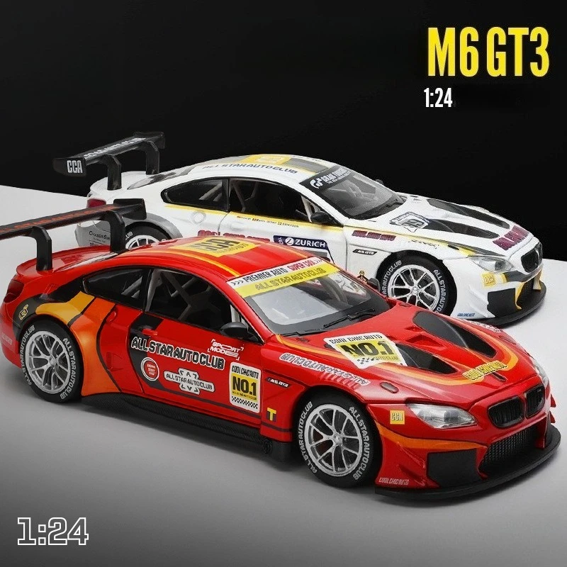 1:24 M6 GT3 Racing Car Simulation Alloy Model Toy Car Birthday Gift Hobby Collection Ornaments