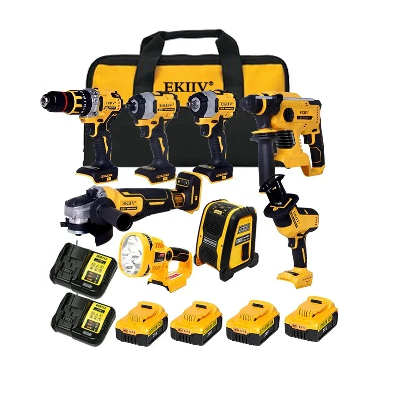 

EKIIV 18V/20V Lithium-Ion Battery 8 Tools Drill Wrench Hammer All in