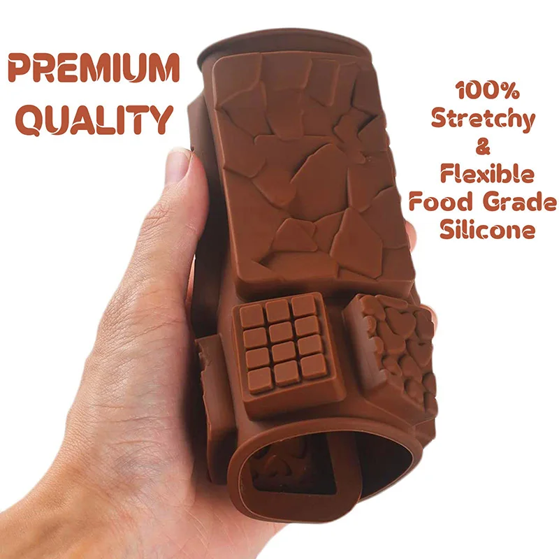 Food Grade Break-Apart Chocolate Molds Reusable Non-Stick Silicone Different Shape Protein and Energy Bar Molds Cake Mould